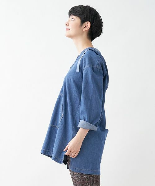 CARA O CRUZ / キャラ・オ・クルス シャツ・ブラウス | フード付デニムスキッパープルオーバー | 詳細3