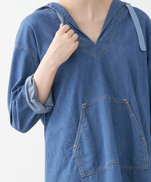 CARA O CRUZ / キャラ・オ・クルス シャツ・ブラウス | フード付デニムスキッパープルオーバー | 詳細8