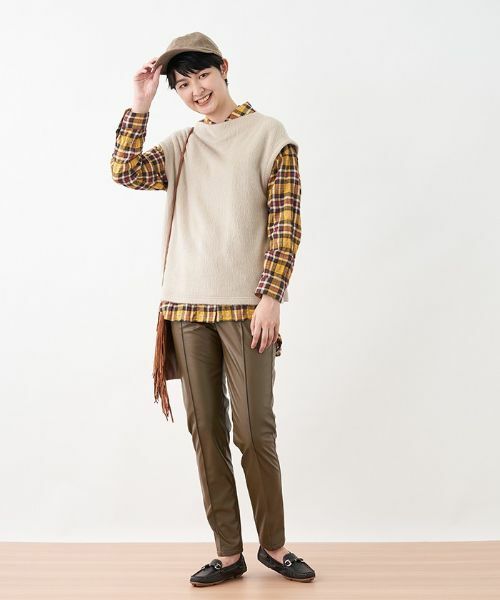 CARA O CRUZ / キャラ・オ・クルス その他パンツ | 【あったか】裏起毛合皮パンツ | 詳細16