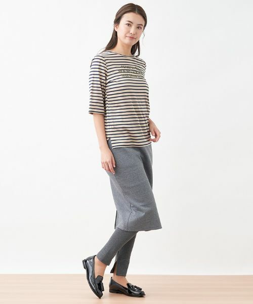 CARA O CRUZ / キャラ・オ・クルス ミニ・ひざ丈スカート | ジャージーミディ丈タイトスカート×リブレギンスセット | 詳細1