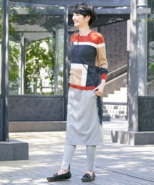 CARA O CRUZ / キャラ・オ・クルス ミニ・ひざ丈スカート | ジャージーミディ丈タイトスカート×リブレギンスセット | 詳細18