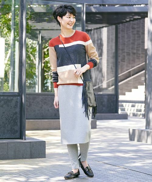 CARA O CRUZ / キャラ・オ・クルス ミニ・ひざ丈スカート | ジャージーミディ丈タイトスカート×リブレギンスセット | 詳細19