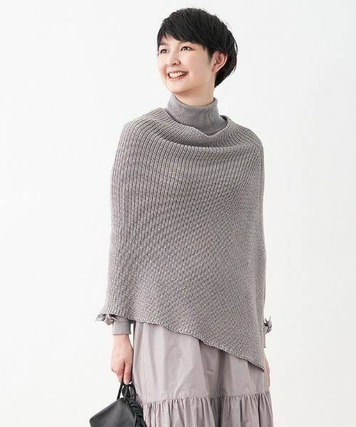 t.bグレー ポンポン付き ニットショール osharewalker レディース ネックウォーマー タートルネック 付け