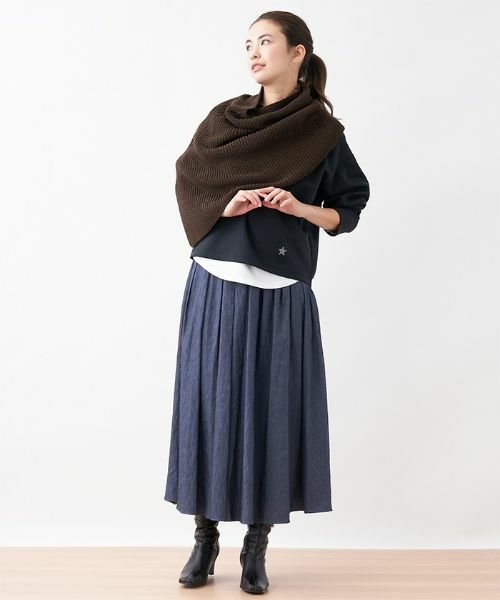 t.bグレー ポンポン付き ニットショール osharewalker レディース ネックウォーマー タートルネック 付け