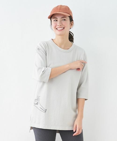 CARA O CRUZ / キャラ・オ・クルス その他小物 | クマさんイラスト7分袖Tシャツ | 詳細1