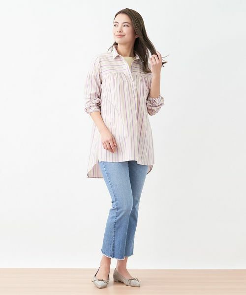 CARA O CRUZ / キャラ・オ・クルス シャツ・ブラウス | ストライプ柄スキッパーシャツ | 詳細4