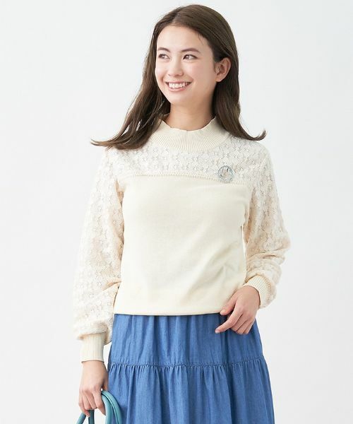 CARA O CRUZ / キャラ・オ・クルス ニット・セーター | レースMIXニット(ライトベージュ)