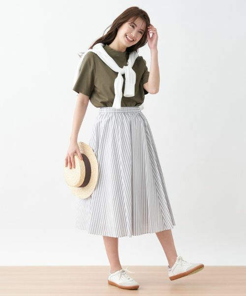 CARA O CRUZ / キャラ・オ・クルス ミニ・ひざ丈スカート | ストライプ柄フレアスカート | 詳細13