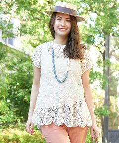 CARA O CRUZ / キャラ・オ・クルス シャツ・ブラウス | かぎ針調ペプラムブラウス