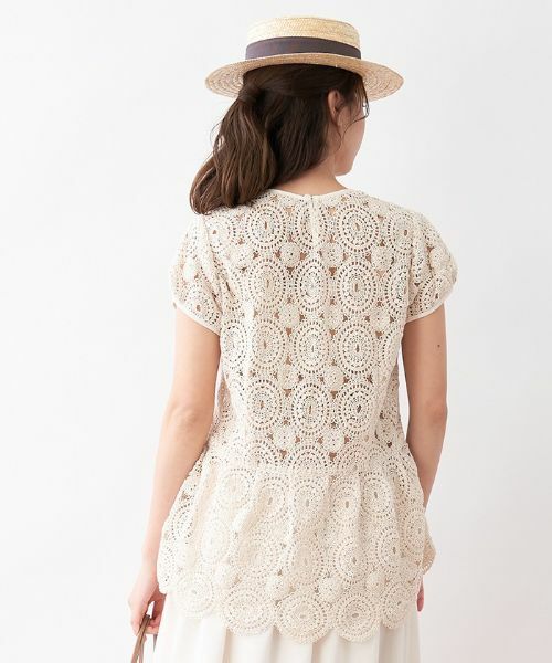 CARA O CRUZ / キャラ・オ・クルス シャツ・ブラウス | かぎ針調ペプラムブラウス | 詳細3