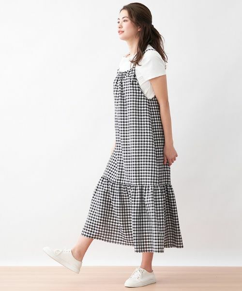 CARA O CRUZ / キャラ・オ・クルス ロング・マキシ丈ワンピース | ギンガムチェックのストラップジャンパースカート | 詳細10