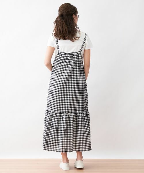 CARA O CRUZ / キャラ・オ・クルス ロング・マキシ丈ワンピース | ギンガムチェックのストラップジャンパースカート | 詳細11