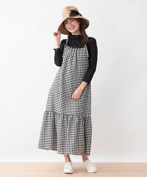 CARA O CRUZ / キャラ・オ・クルス ロング・マキシ丈ワンピース | ギンガムチェックのストラップジャンパースカート | 詳細15