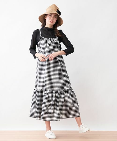 CARA O CRUZ / キャラ・オ・クルス ロング・マキシ丈ワンピース | ギンガムチェックのストラップジャンパースカート | 詳細16
