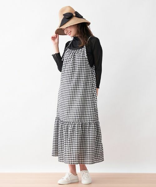 CARA O CRUZ / キャラ・オ・クルス ロング・マキシ丈ワンピース | ギンガムチェックのストラップジャンパースカート | 詳細17