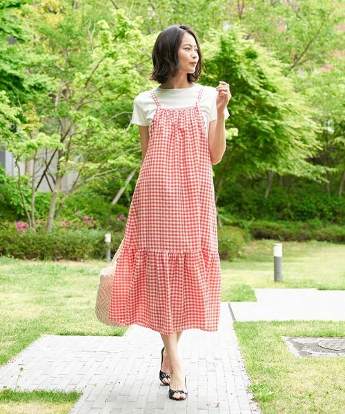 CARA O CRUZ / キャラ・オ・クルス ロング・マキシ丈ワンピース | ギンガムチェックのストラップジャンパースカート | 詳細3