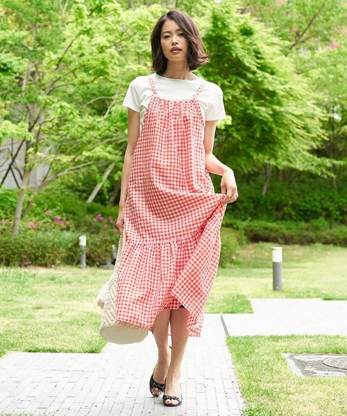 CARA O CRUZ / キャラ・オ・クルス ロング・マキシ丈ワンピース | ギンガムチェックのストラップジャンパースカート | 詳細4
