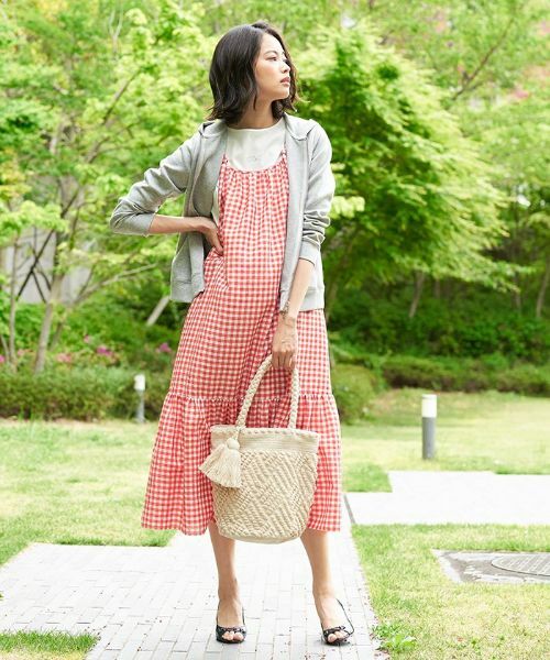 CARA O CRUZ / キャラ・オ・クルス ロング・マキシ丈ワンピース | ギンガムチェックのストラップジャンパースカート | 詳細5