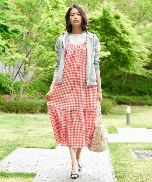 CARA O CRUZ / キャラ・オ・クルス ロング・マキシ丈ワンピース | ギンガムチェックのストラップジャンパースカート | 詳細6