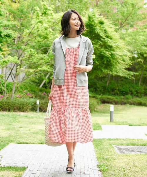 CARA O CRUZ / キャラ・オ・クルス ロング・マキシ丈ワンピース | ギンガムチェックのストラップジャンパースカート | 詳細7
