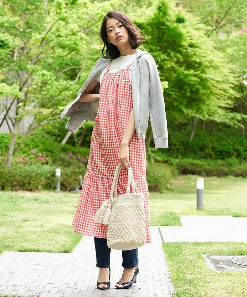 CARA O CRUZ / キャラ・オ・クルス ロング・マキシ丈ワンピース | ギンガムチェックのストラップジャンパースカート | 詳細8