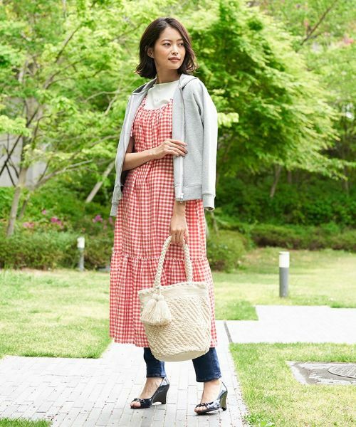 CARA O CRUZ / キャラ・オ・クルス ロング・マキシ丈ワンピース | ギンガムチェックのストラップジャンパースカート | 詳細9