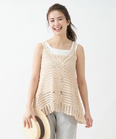 CARA O CRUZ / キャラ・オ・クルス テーラードジャケット | 洗える かぎ針ニットベスト