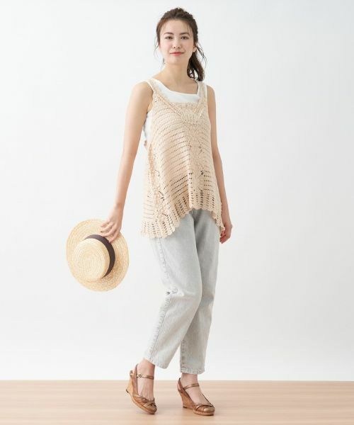 CARA O CRUZ / キャラ・オ・クルス テーラードジャケット | 洗える かぎ針ニットベスト | 詳細1