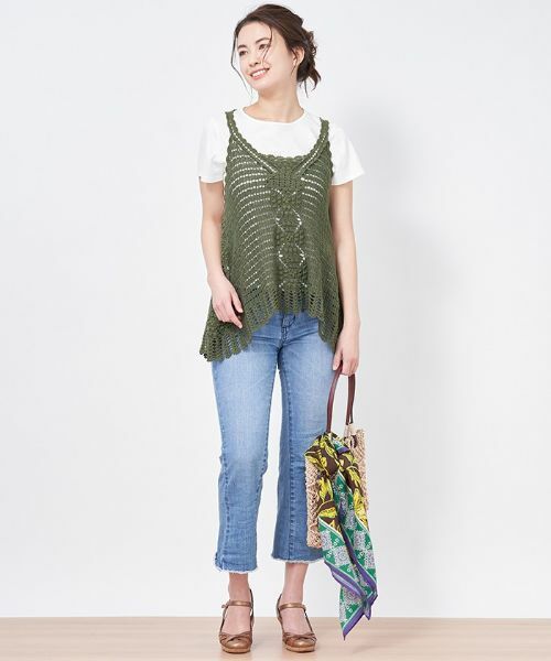 CARA O CRUZ / キャラ・オ・クルス テーラードジャケット | 洗える かぎ針ニットベスト | 詳細10