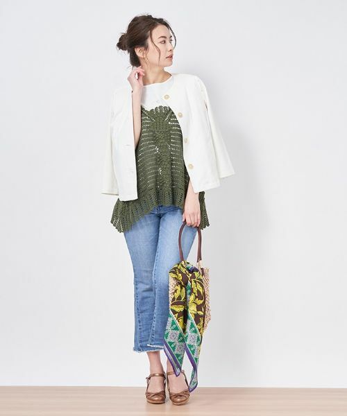 CARA O CRUZ / キャラ・オ・クルス テーラードジャケット | 洗える かぎ針ニットベスト | 詳細12