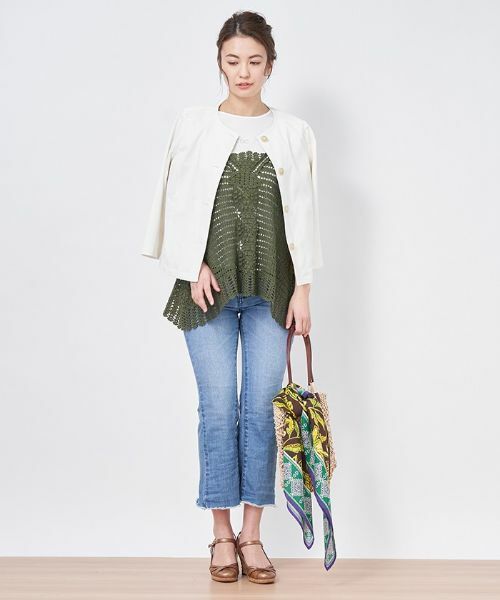 CARA O CRUZ / キャラ・オ・クルス テーラードジャケット | 洗える かぎ針ニットベスト | 詳細14