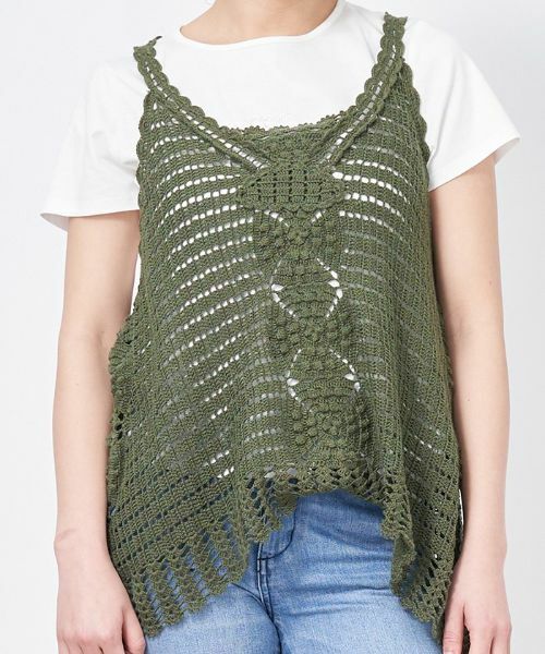 CARA O CRUZ / キャラ・オ・クルス テーラードジャケット | 洗える かぎ針ニットベスト | 詳細15