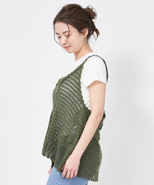 CARA O CRUZ / キャラ・オ・クルス テーラードジャケット | 洗える かぎ針ニットベスト | 詳細6