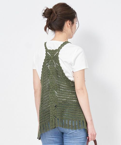 CARA O CRUZ / キャラ・オ・クルス テーラードジャケット | 洗える かぎ針ニットベスト | 詳細7