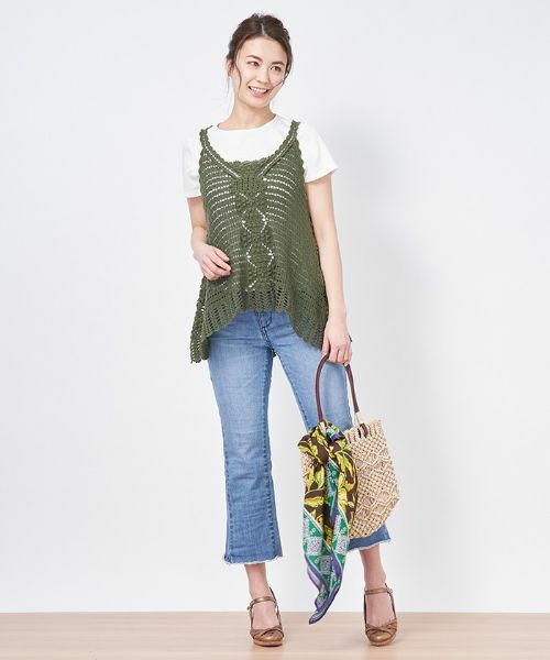 CARA O CRUZ / キャラ・オ・クルス テーラードジャケット | 洗える かぎ針ニットベスト | 詳細9