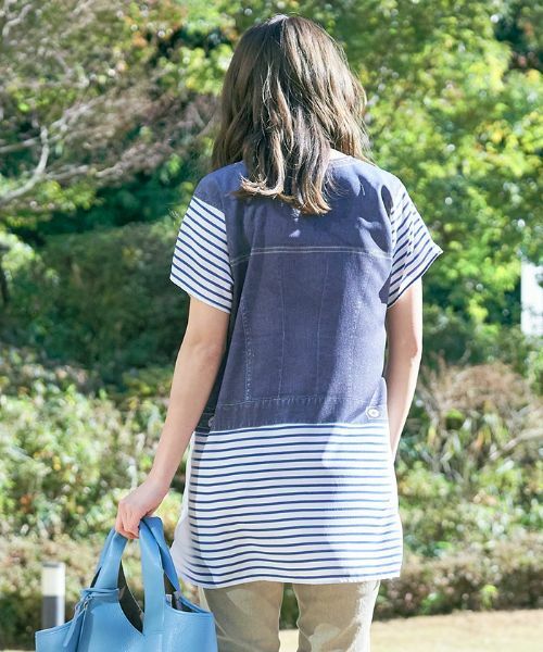 CARA O CRUZ / キャラ・オ・クルス シャツ・ブラウス | ベストとボーダーTシャツのトロンプルイユブラウス | 詳細2