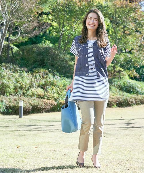 CARA O CRUZ / キャラ・オ・クルス シャツ・ブラウス | ベストとボーダーTシャツのトロンプルイユブラウス | 詳細3