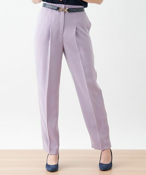 CARA O CRUZ/キャラ・オ・クルス 洗える後ろゴム センタープレスパンツ【CoC by CARA O CRUZ】 ラベンダー 9(M)