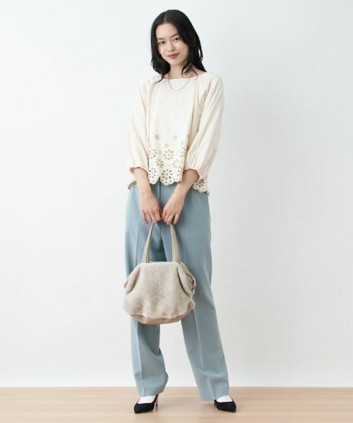 CARA O CRUZ / キャラ・オ・クルス カットソー | 洗える アイレットレースブラウス | 詳細1