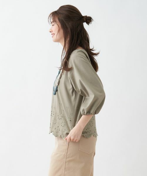 CARA O CRUZ / キャラ・オ・クルス カットソー | 洗える アイレットレースブラウス | 詳細5