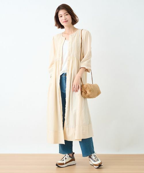 CARA O CRUZ/キャラ・オ・クルス 洗える レースのロングブラウス ベージュ 11(L)