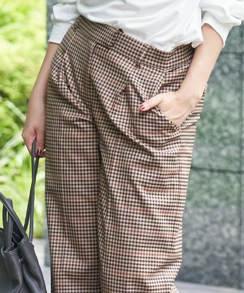 CARA O CRUZ / キャラ・オ・クルス その他パンツ | チェックのワイドパンツ【セットアップ対応商品】 | 詳細14