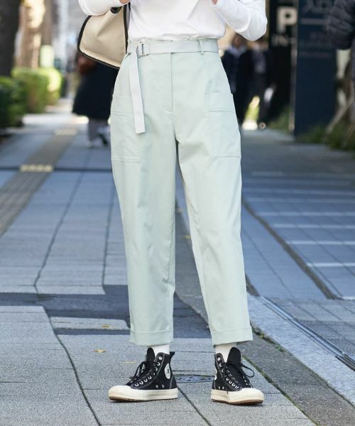 CARA O CRUZ / キャラ・オ・クルス その他パンツ | 洗える ベルト付きベイカーパンツ(ミントグリーン)