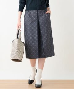 CARA O CRUZ / キャラ・オ・クルス ミニ・ひざ丈スカート | ウエストゴム ロゴジャカードスカート【セレモニー】【産地ナブル】【セットアップ対応】