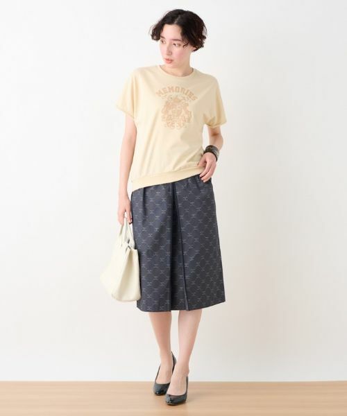 CARA O CRUZ / キャラ・オ・クルス ミニ・ひざ丈スカート | ウエストゴム ロゴジャカードスカート【セレモニー】【産地ナブル】【セットアップ対応】 | 詳細1