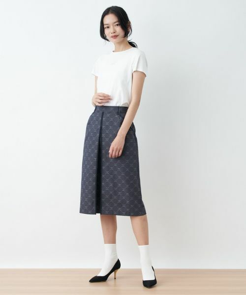 CARA O CRUZ / キャラ・オ・クルス ミニ・ひざ丈スカート | ウエストゴム ロゴジャカードスカート【セレモニー】【産地ナブル】【セットアップ対応】 | 詳細12