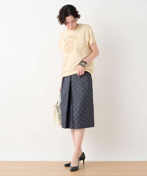 CARA O CRUZ / キャラ・オ・クルス ミニ・ひざ丈スカート | ウエストゴム ロゴジャカードスカート【セレモニー】【産地ナブル】【セットアップ対応】 | 詳細2