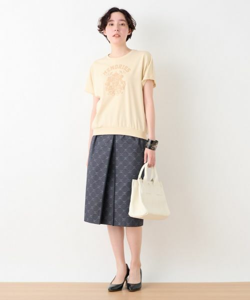 CARA O CRUZ / キャラ・オ・クルス ミニ・ひざ丈スカート | ウエストゴム ロゴジャカードスカート【セレモニー】【産地ナブル】【セットアップ対応】 | 詳細3