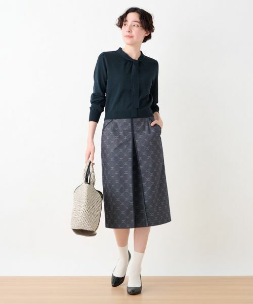 CARA O CRUZ / キャラ・オ・クルス ミニ・ひざ丈スカート | ウエストゴム ロゴジャカードスカート【セレモニー】【産地ナブル】【セットアップ対応】 | 詳細5