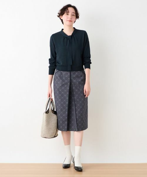 CARA O CRUZ / キャラ・オ・クルス ミニ・ひざ丈スカート | ウエストゴム ロゴジャカードスカート【セレモニー】【産地ナブル】【セットアップ対応】 | 詳細6